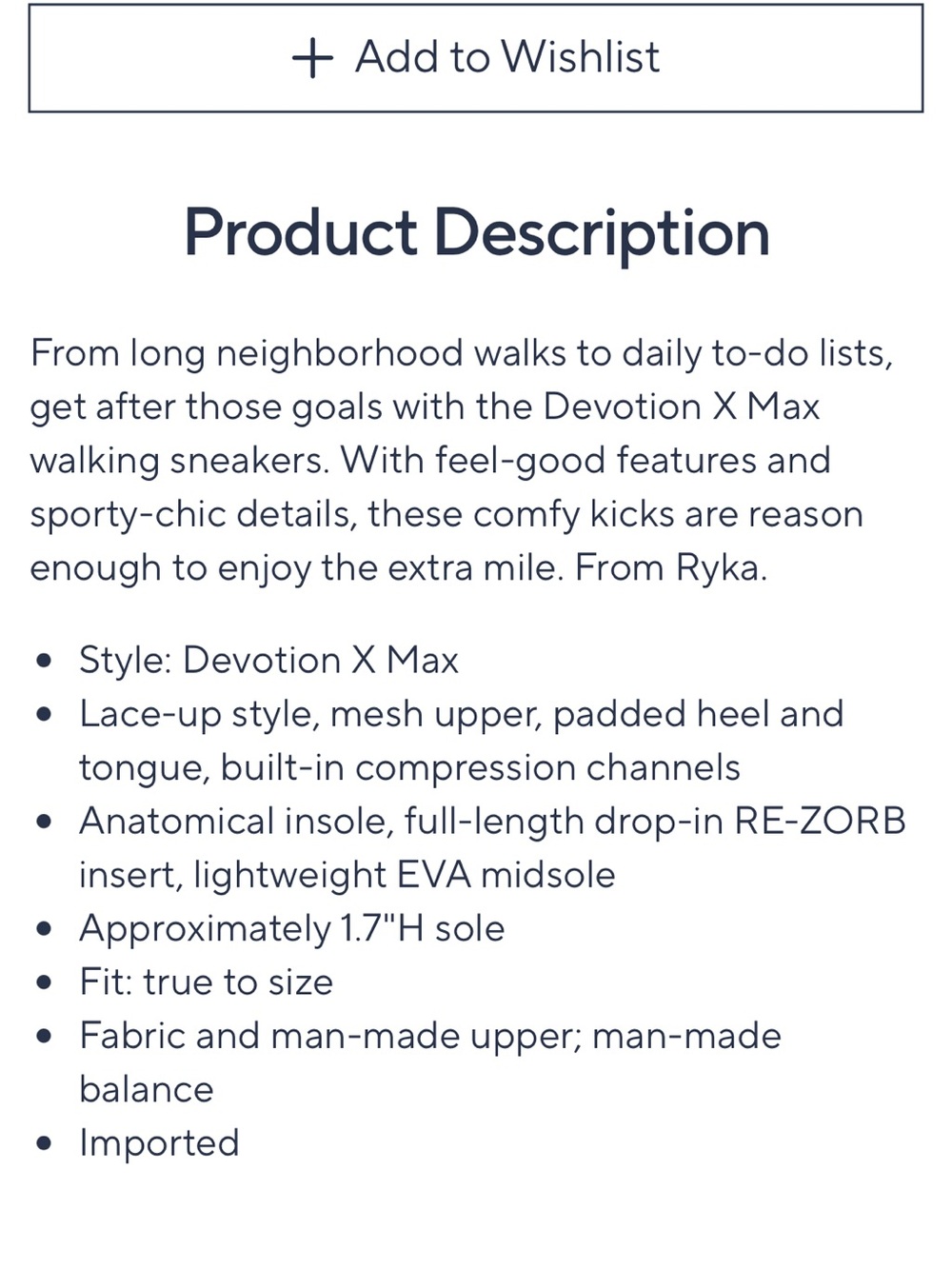 Ryka Women’s Navy Athletic Lace-Up Walking Sneakers - Picture 7 of 7